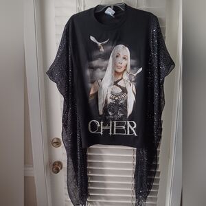 Upcycled Cher Graphic T-Shirt/Poncho